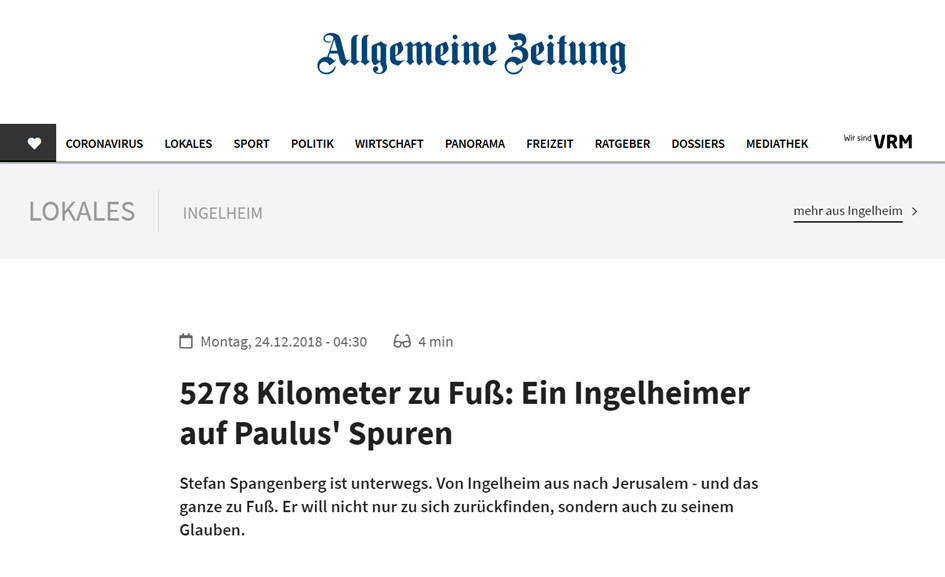 Mainzer Allgemeine Zeitung berichtet über Stefan Spangenberg