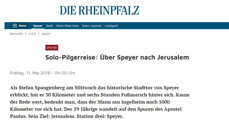 Presseartikel in Die Rheinpfalz über Stefan Spangenberg